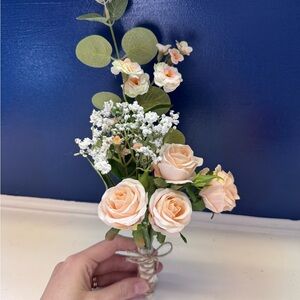 Blush colored artifical boutonnière or mini bouquet